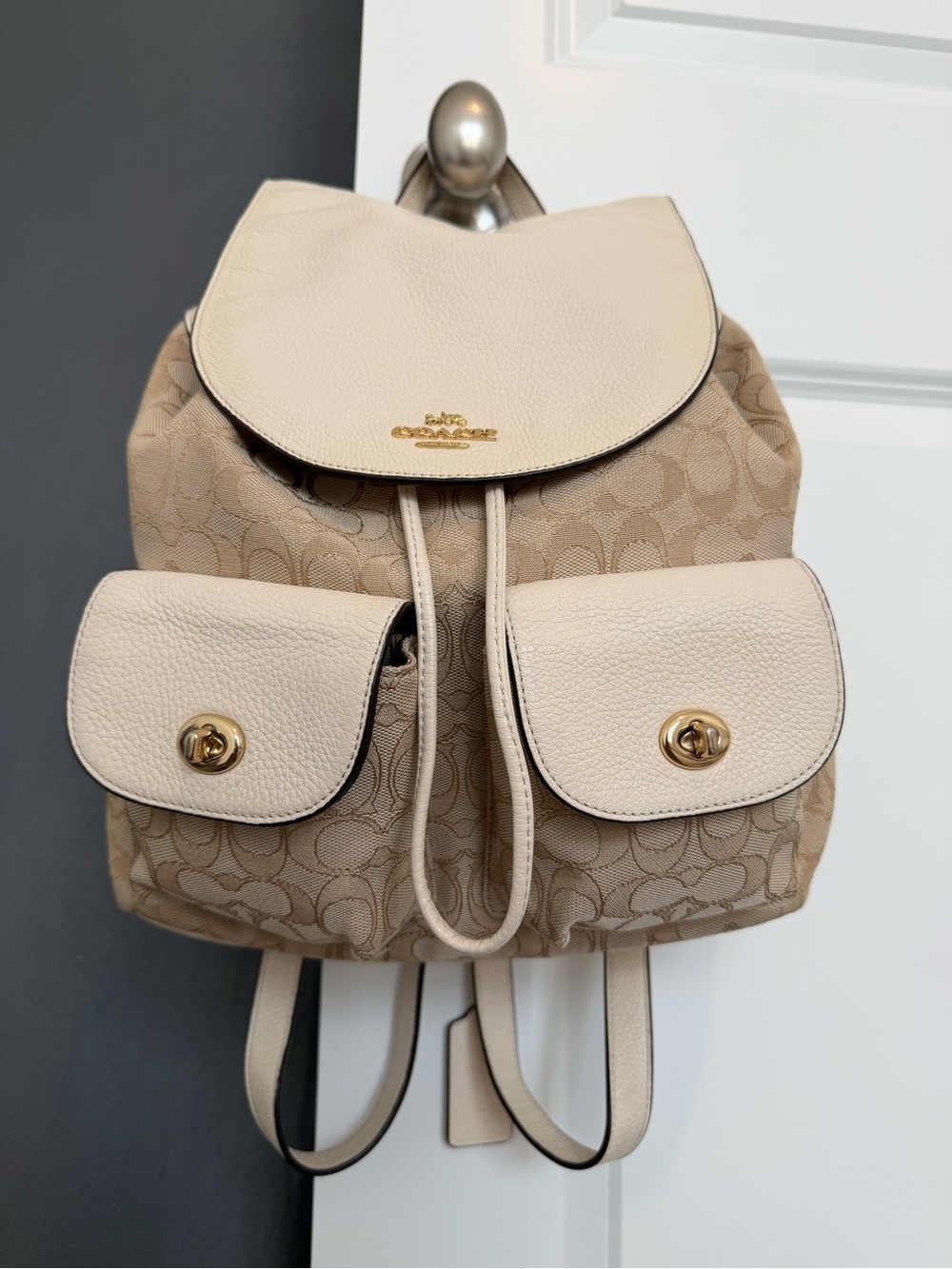 Coach Ruck Sack Backpack in Beige & Brown